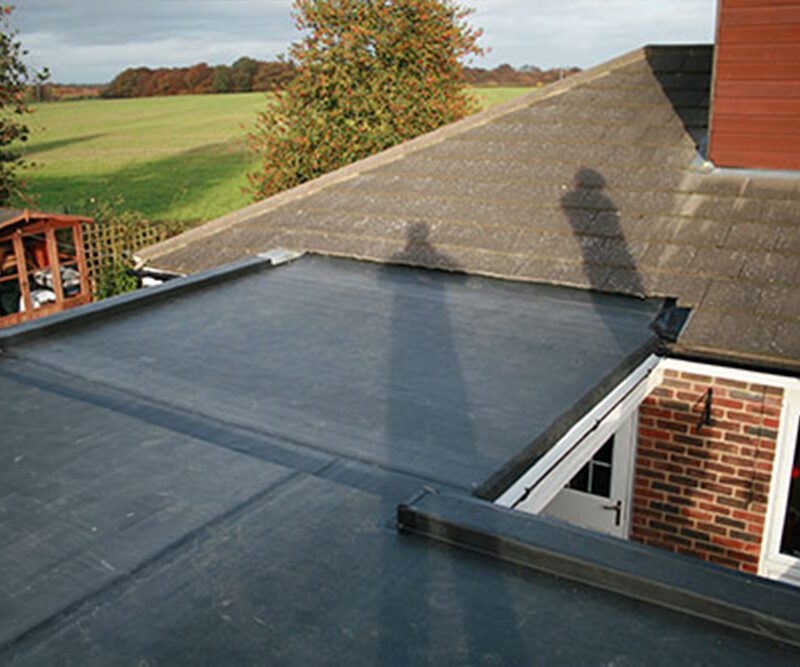 A flat roof that has been repaired by Home Fixology, home improvement experts.
