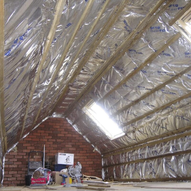 A large loft insulated with SuperFoil Insulation by home improvement experts Home Fixology.