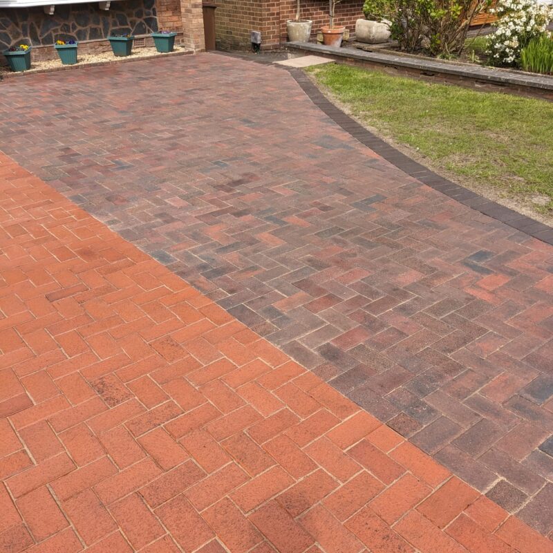 A block paved driveway protected and restored with Resiblock by Home Fixology.